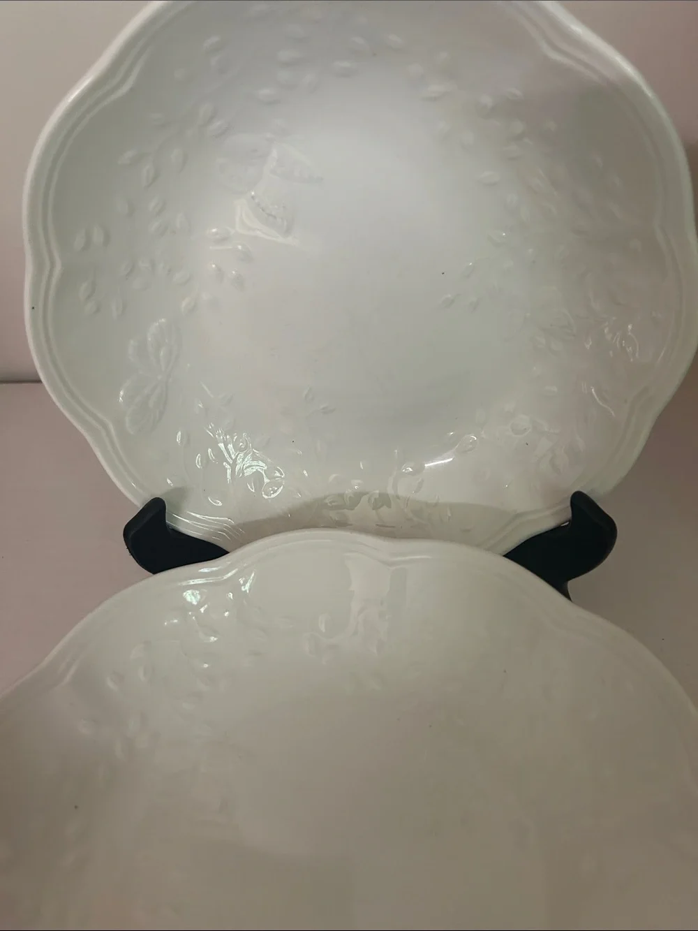 Lenox White  DinnerBowls- Set of 4 Vintage Butterfly Meadow Cloud  8.5 inch